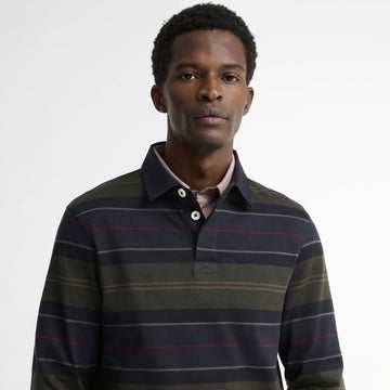 Barbour Frith Tartan Stripe L/S Rugby Shirt Navy