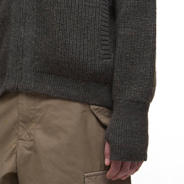 Barbour Garthman Knitted Zip Through Sweater Olive Ink - Parasol Store