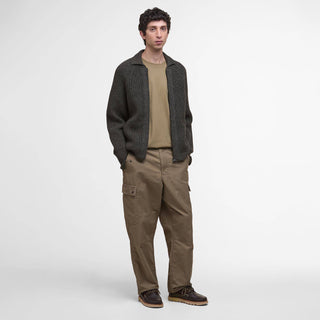 Barbour Garthman Knitted Zip Through Sweater Olive Ink - Parasol Store