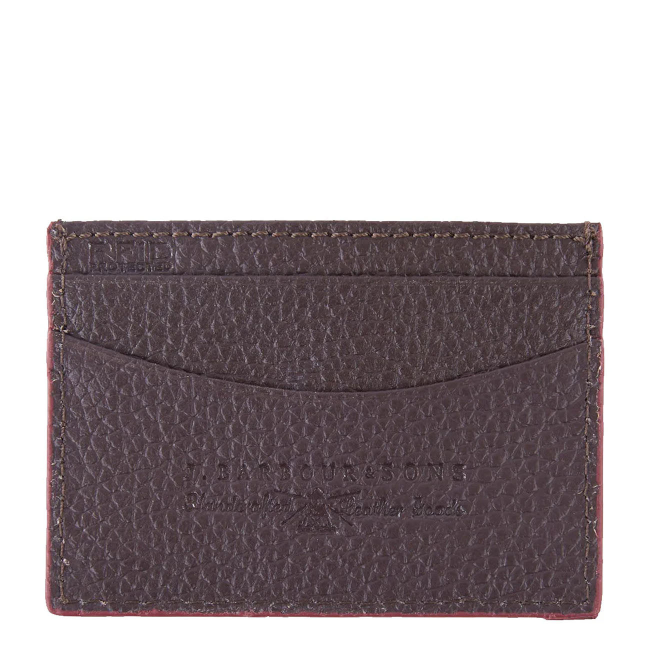 Barbour Grain Leather Card Holder Dk Brown - Parasol Store