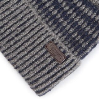 Barbour Harray Beanie Hat Blue Granite - Parasol Store