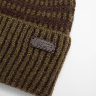 Barbour Harray Beanie Hat Olive/Fired Brick - Parasol Store