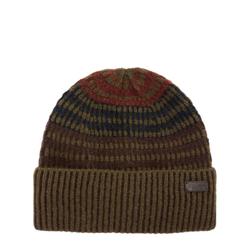 Barbour Harray Beanie Hat Olive/Fired Brick - Parasol Store