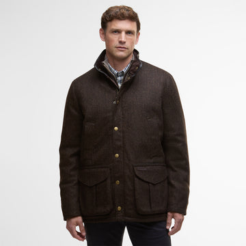 Barbour Hereford Tweed Wool Jacket Rustic Brown