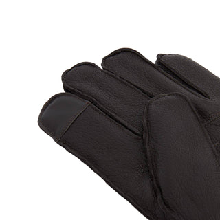 Barbour Highfield Leather Gloves Dark Brown