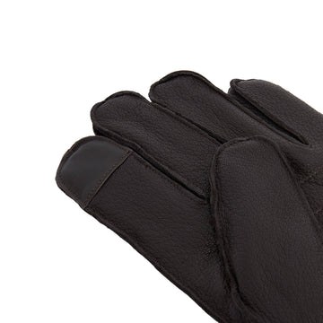 Barbour Highfield Leather Gloves Dark Brown