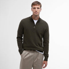 Barbour Holden Half Zip Knitted Jumper Olive Marl