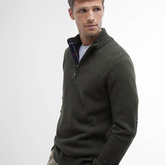 Barbour Holden Half Zip Knitted Jumper Olive Marl