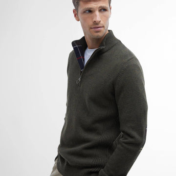 Barbour Holden Half Zip Knitted Jumper Olive Marl