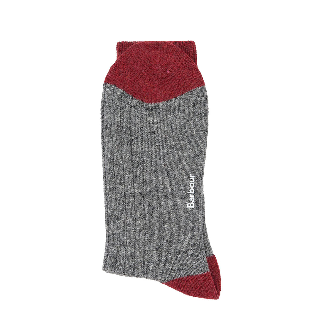 Barbour Houghton Socks Mid Grey/Red - Parasol Store