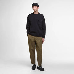 Barbour Leazes Crew Neck Sweatshirt Black - Parasol Store