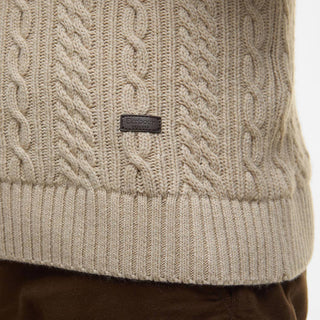 Barbour Lowfen Cable-Knit Jumper Stone - Parasol Store