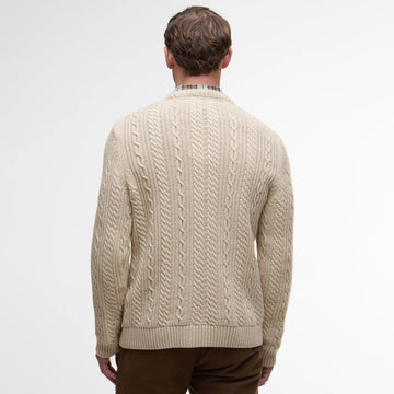 Barbour Lowfen Cable-Knit Jumper Stone - Parasol Store