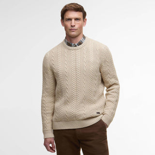 Barbour Lowfen Cable-Knit Jumper Stone - Parasol Store