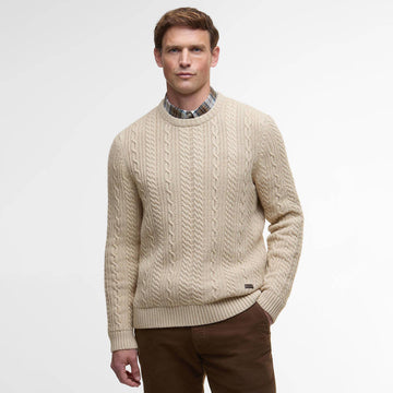 Barbour Lowfen Cable-Knit Jumper Stone - Parasol Store