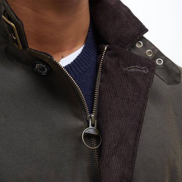 Barbour Lutz Waxed Jacket Olive - Parasol Store