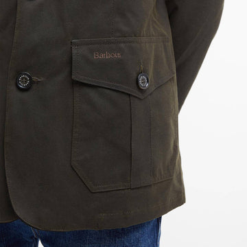 Barbour Lutz Waxed Jacket Olive - Parasol Store