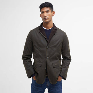 Barbour Lutz Waxed Jacket Olive - Parasol Store