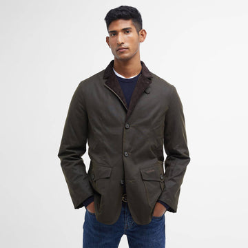 Barbour Lutz Waxed Jacket Olive - Parasol Store