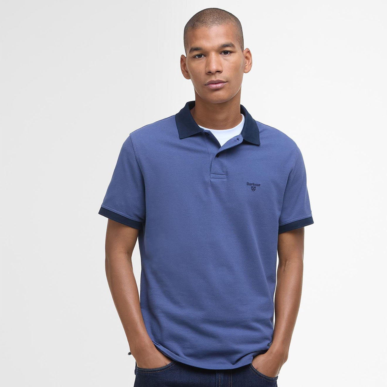 Barbour Lynmouth Tipped Tailored Fit Polo Shirt Oceana - Parasol Store