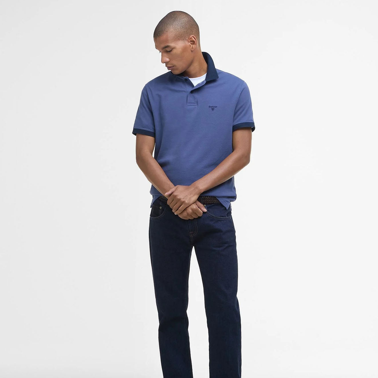 Barbour Lynmouth Tipped Tailored Fit Polo Shirt Oceana - Parasol Store