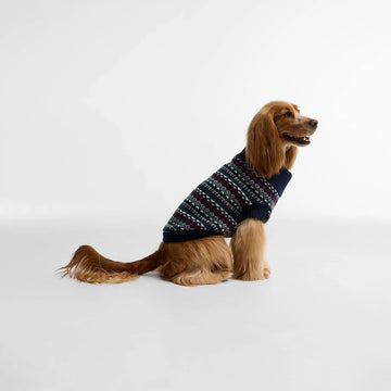 Barbour Marlow Fairisle Dog Jumper Navy Festive