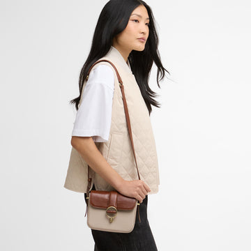 Barbour Mini Rosa Leather Crossbody Bag Pebbled Pink / Brown