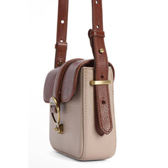 Barbour Mini Rosa Leather Crossbody Bag Pebbled Pink / Brown