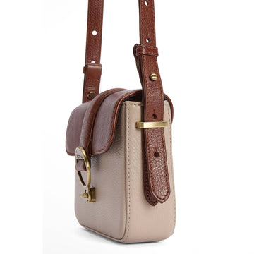 Barbour Mini Rosa Leather Crossbody Bag Pebbled Pink / Brown