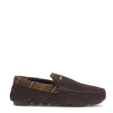 Barbour Monty Moccasin Slipper Brown Suede - Parasol Store