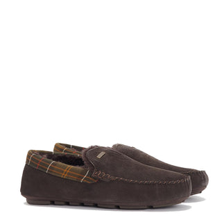 Barbour Monty Moccasin Slipper Brown Suede - Parasol Store