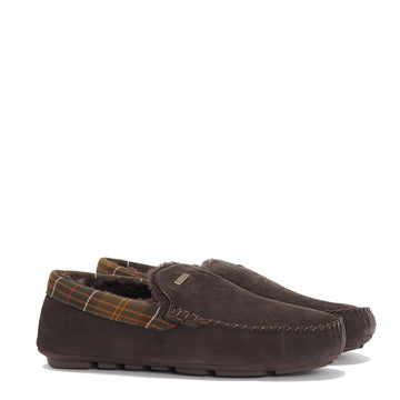 Barbour Monty Moccasin Slipper Brown Suede - Parasol Store