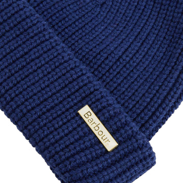 Barbour Mosely Fisherman Beanie Hat Inky Blue - Parasol Store