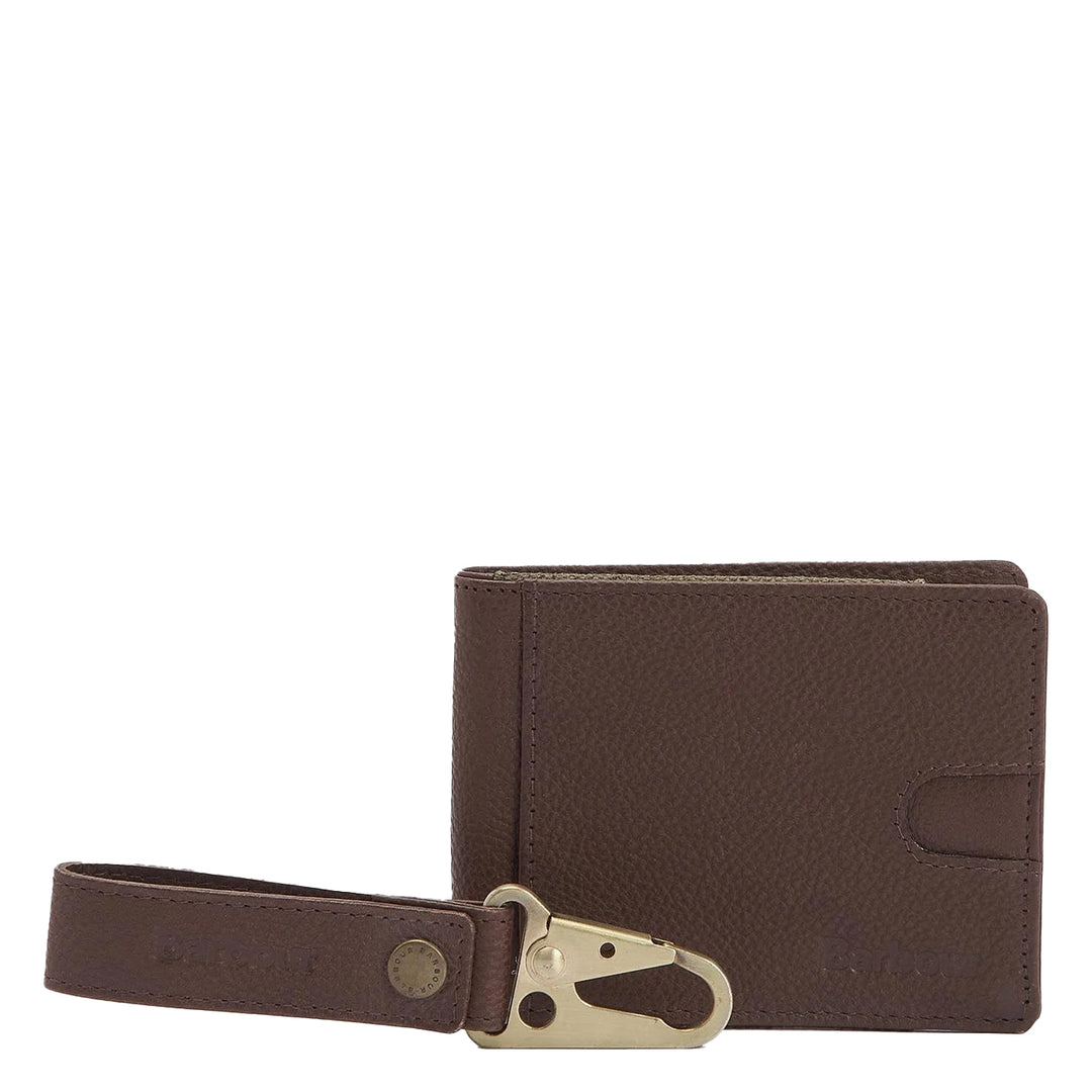 Barbour Padbury Leather Wallet & Fob Gift Set Dark Brown - Parasol Store