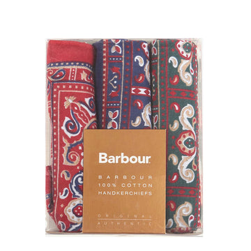 Barbour Paisley Handkerchief Gift Box Set Red/Green/Navy - Parasol Store