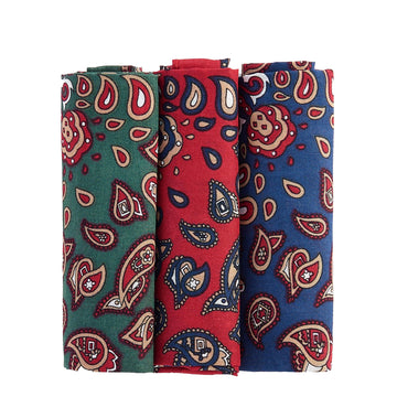 Barbour Paisley Handkerchief Gift Box Set Red/Green/Navy - Parasol Store