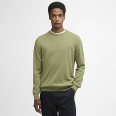 Barbour Pima Cotton Crew Neck Jumper Laurel Green