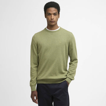 Barbour Pima Cotton Crew Neck Jumper Laurel Green