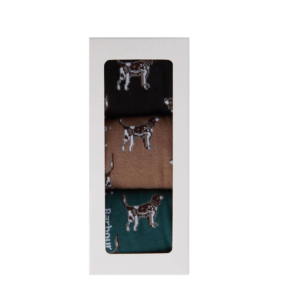 Barbour Pointer Dog Socks Gift Box Green Loch - Parasol Store