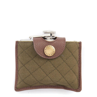 Barbour Quilted Padbury Hip Flask Dark Brown/Olive - Parasol Store