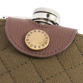Barbour Quilted Padbury Hip Flask Dark Brown/Olive - Parasol Store