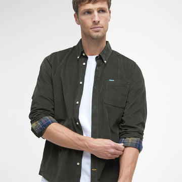 Barbour Ramsey Tailored Cord Shirt Forest