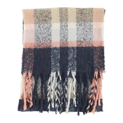Barbour Rawson Check Scarf Navy/Pink Rust - Parasol Store
