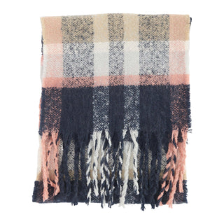 Barbour Rawson Check Scarf Navy/Pink Rust - Parasol Store