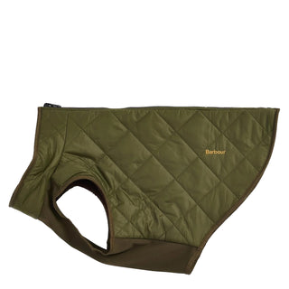 Barbour Reversible Quilt/Borg Fleece Dog Coat Olive/Brown - Parasol Store