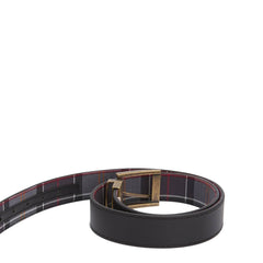 Barbour Reversible Tartan Leather Belt Black/Modern Tartan - Parasol Store