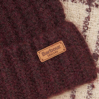 Barbour Saltburn Beanie And Tartan Scarf Gift Set Cabernet - Parasol Store