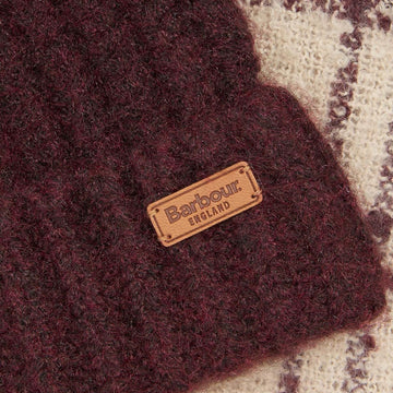 Barbour Saltburn Beanie And Tartan Scarf Gift Set Cabernet - Parasol Store