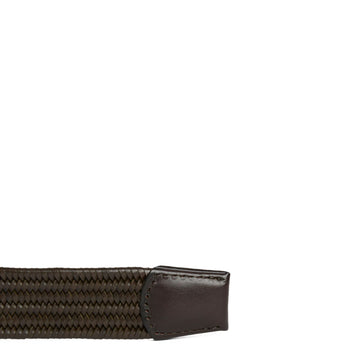 Barbour Stretch Leather Belt Dark Olive