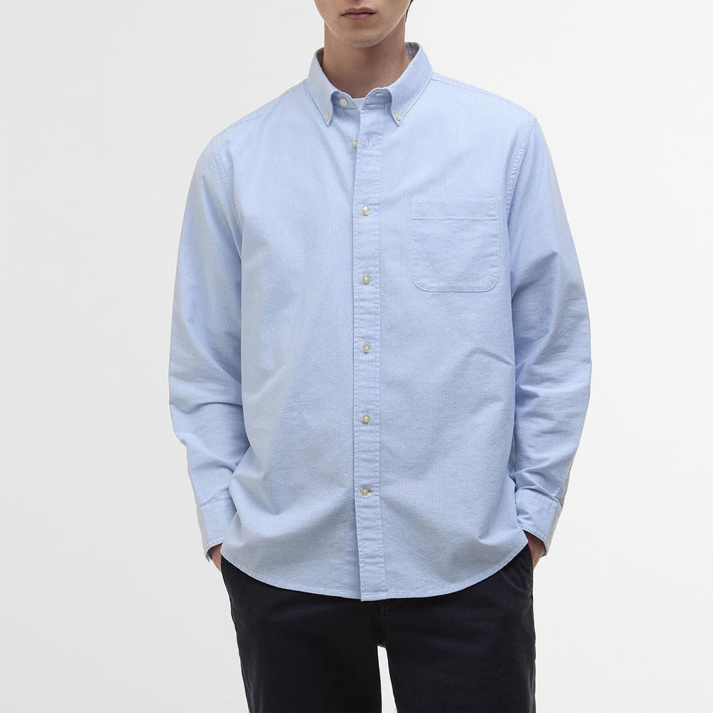 Barbour Striped Dunand Fit Oxford Shirt Sky Blue - Parasol Store
